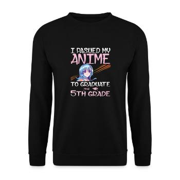 5th grade Graduation anime Graduate elementary - Unisex Sweatshirt - black - Front - Alina (178cm) & Michal (187cm)