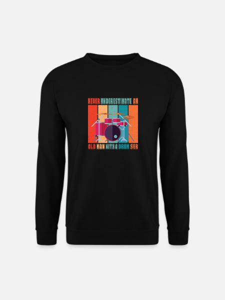 Never Underestimate An Old Man With A Drum Set - Unisex Pullover - Schwarz