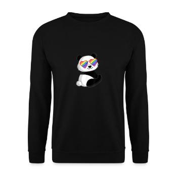 Panda Regenbogen LGBTQ Pride Regenbogenfahne CSD - Unisex Pullover - Schwarz - Vorne - Alina (178cm) & Michal (187cm)