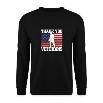 Veterans Day Vintage Memorial Day Freedom - Unisex Pullover - Schwarz - Vorne - Alina (178cm) & Michal (187cm)