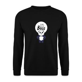I'm the boss here bear business panda laugh - Unisex Sweatshirt - black - Front - Alina (178cm) & Michal (187cm)