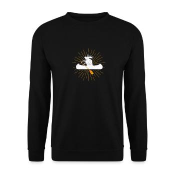 Moose Canoe Lake Paddeln Kanufahren Fluss Kajak - Unisex Pullover - Schwarz - Vorne - Alina (178cm) & Michal (187cm)