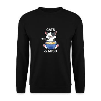 Chats japonais et soupe miso Ramen Kitty - Sweat-shirt Unisexe - noir - Devant - Alina (178cm) & Michal (187cm)