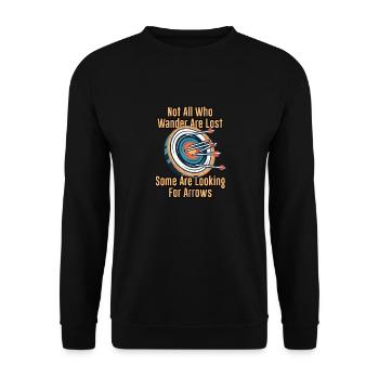 Bogenschütze und Zielscheiben Design Lustiges - Unisex Pullover - Schwarz - Vorne - Alina (178cm) & Michal (187cm)