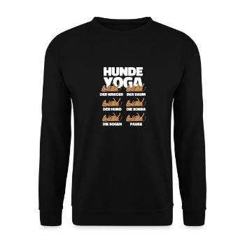 Dog Yoga Hund Katzenliebhaber Meditation Spaß Fun - Unisex Pullover - Schwarz - Vorne - Alina (178cm) & Michal (187cm)