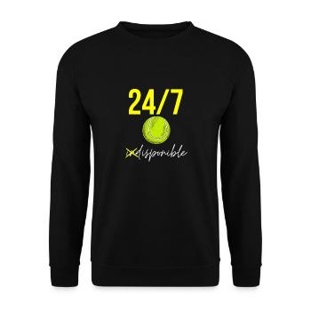 24/7 Tennis- Geschenkidee für Tennisfan - Unisex Pullover - Schwarz - Vorne - Alina (178cm) & Michal (187cm)
