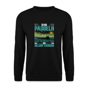 Kanu Kajak Ich mag Paddeln und 3 Menschen - Unisex Pullover - Schwarz - Vorne - Alina (178cm) & Michal (187cm)