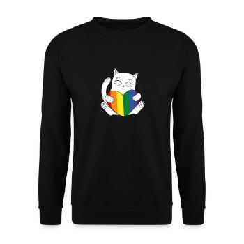Chat Arc-en-ciel LGBT - Sweat-shirt Unisexe - noir - Devant - Alina (178cm) & Michal (187cm)