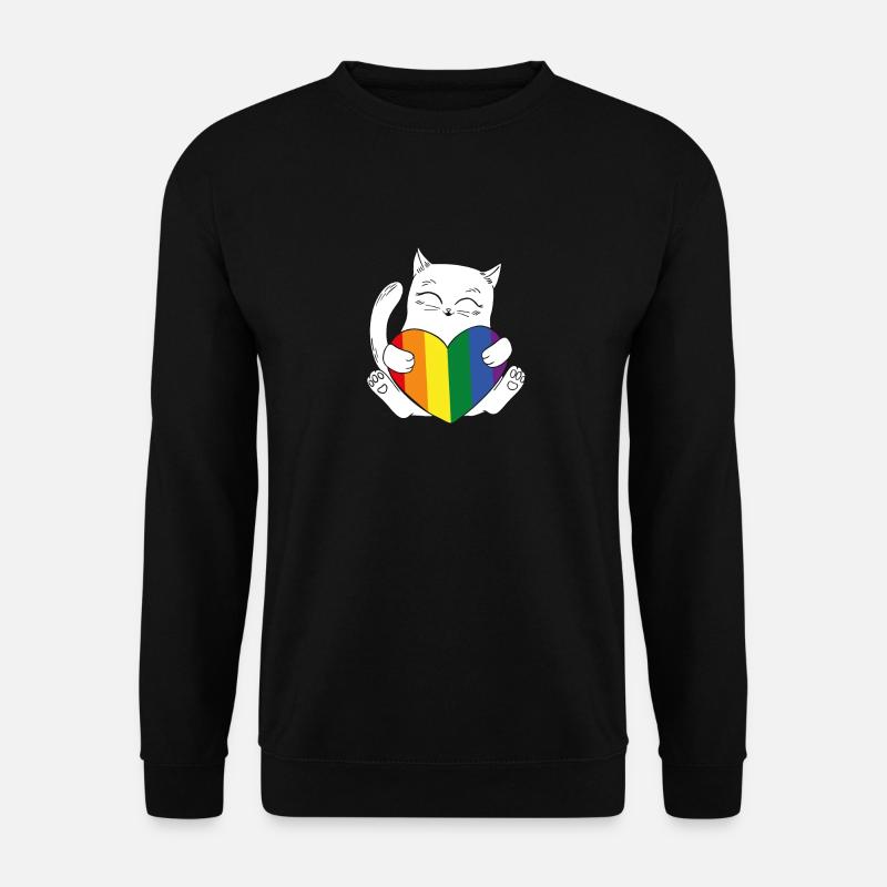Chat Arc-en-ciel LGBT - Sweat-shirt Unisexe - noir