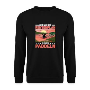 Kanu Kajak Rentenplan Plane zu Paddeln - Unisex Pullover - Schwarz - Vorne - Alina (178cm) & Michal (187cm)
