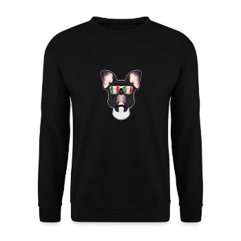 French Bulldog Italy Sunglasses I Italian Flag - Unisex Sweatshirt - black - Front - Alina (178cm) & Michal (187cm)