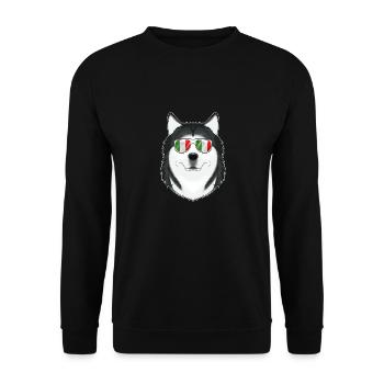 Husky Italy Sunglasses I Italian Flag - Unisex Pullover - Schwarz - Vorne - Alina (178cm) & Michal (187cm)