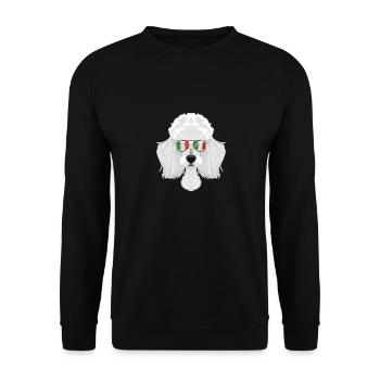 Poodle Italy Sunglasses I Italian Flag - Unisex Pullover - Schwarz - Vorne - Alina (178cm) & Michal (187cm)