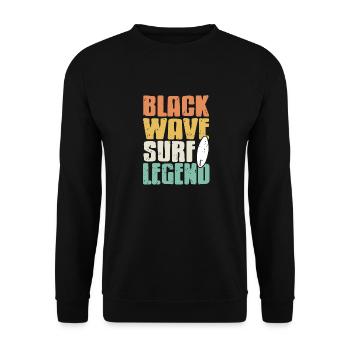 Black Wave Surf Legend Retro Surfing T-Shirt - Unisex Sweatshirt - black - Front - Alina (178cm) & Michal (187cm)