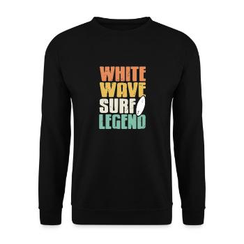 White Wave Surf Legend Retro Surfing T-Shirt - Unisex Sweatshirt - black - Front - Alina (178cm) & Michal (187cm)