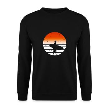 Vintage Graphic Sun Cool Surfing T-Shirt Present - Unisex Sweatshirt - black - Front - Alina (178cm) & Michal (187cm)