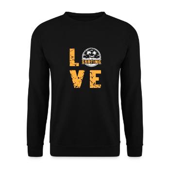 Vintage Classic LOVE Surfing T-Shirt Present Gift - Unisex Pullover - Schwarz - Vorne - Alina (178cm) & Michal (187cm)