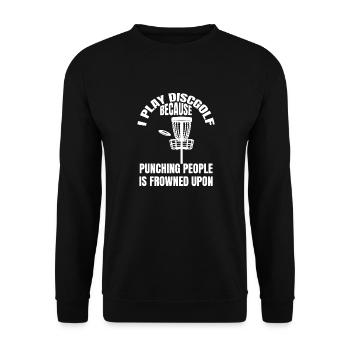Discgolf lustige Spruch Discgolfer Discgolfspieler - Unisex Pullover - Schwarz - Vorne - Alina (178cm) & Michal (187cm)
