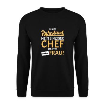 Frau Chef Rentner 2022 2023 - Unisex Pullover - Schwarz - Vorne - Alina (178cm) & Michal (187cm)