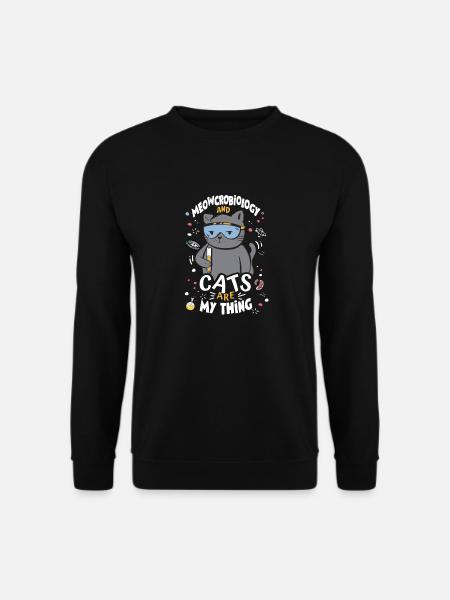 Microbiologist Cat Lab Cartoon - Unisex Sweatshirt - black