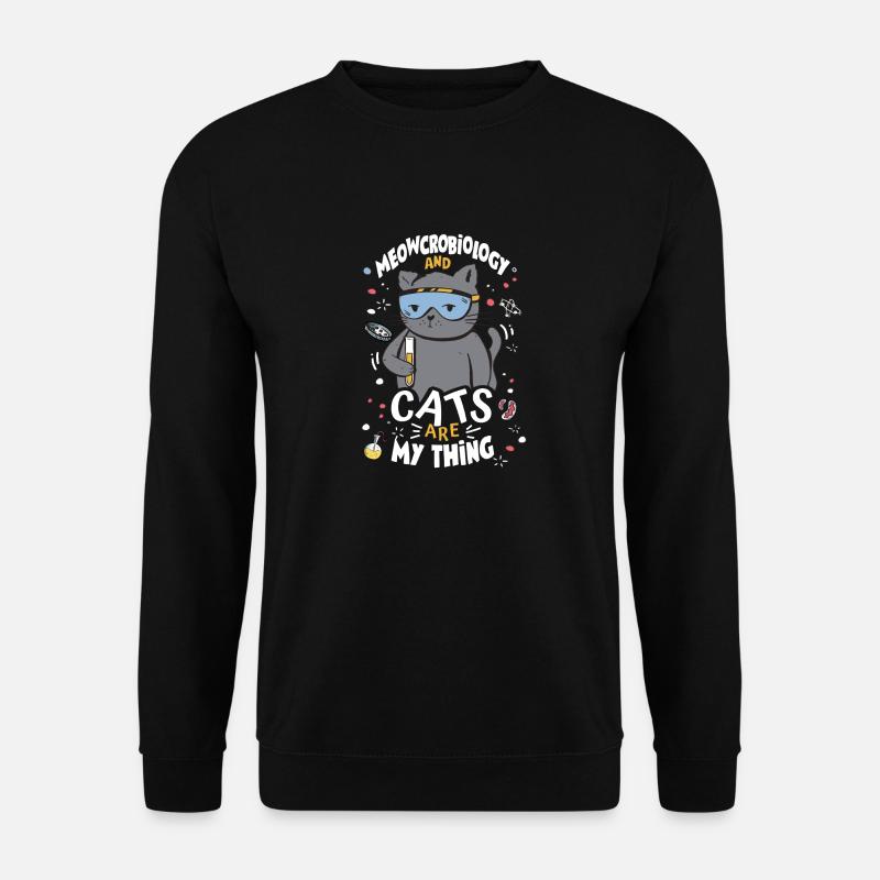 Microbiologist Cat Lab Cartoon - Unisex Pullover - Schwarz