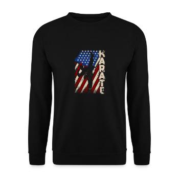 Amerikanische Flagge Karate Lustig US Kampfsport - Unisex Pullover - Schwarz - Vorne - Alina (178cm) & Michal (187cm)
