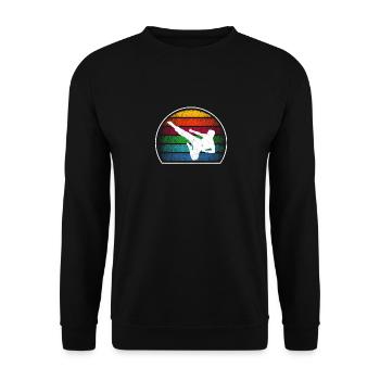 Karate Retro Sunset 80s Style Fight - Unisex Sweatshirt - black - Front - Alina (178cm) & Michal (187cm)