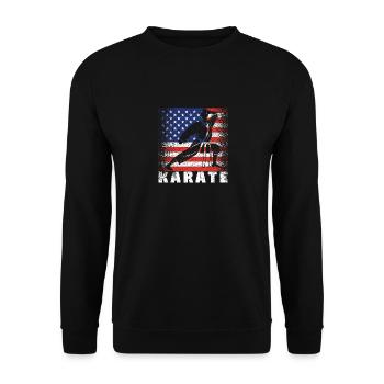 Lustige US-Kampfsportler Patriotische amerikanisch - Unisex Pullover - Schwarz - Vorne - Alina (178cm) & Michal (187cm)