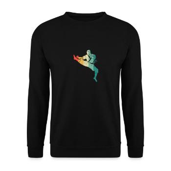 Karate Gürtel Silhouette Kampfsport Trainer Fan - Unisex Pullover - Schwarz - Vorne - Alina (178cm) & Michal (187cm)