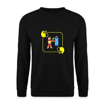Boxing Pixel - Boxer Geschenkidee - Unisex Pullover - Schwarz - Vorne - Alina (178cm) & Michal (187cm)