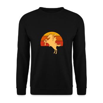 Vintage Reiten - Cavalier Geschenkidee - Unisex Pullover - Schwarz - Vorne - Alina (178cm) & Michal (187cm)