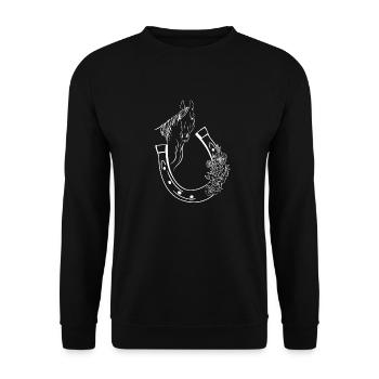 Reit- Reitreiter Geschenkidee - Unisex Pullover - Schwarz - Vorne - Alina (178cm) & Michal (187cm)