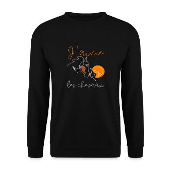 équitation cheval - idee cadeau cavalière - Sweat-shirt Unisexe - noir - Devant - Alina (178cm) & Michal (187cm)