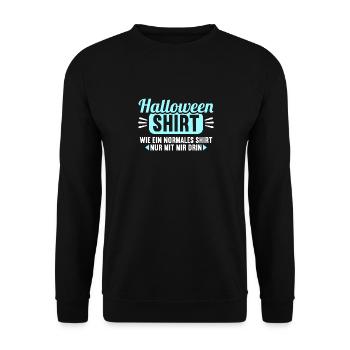 Halloween Shirt wie normales Shirt mit mir drin - Unisex Pullover - Schwarz - Vorne - Alina (178cm) & Michal (187cm)