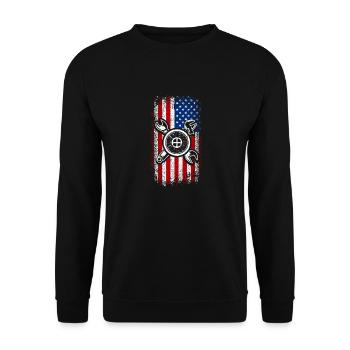 Usa american flag bike mecahnic - Unisex Sweatshirt - black - Front - Alina (178cm) & Michal (187cm)