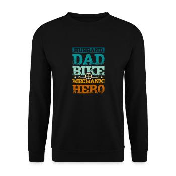 Husband dad bike mechanic hero - Unisex Sweatshirt - black - Front - Alina (178cm) & Michal (187cm)