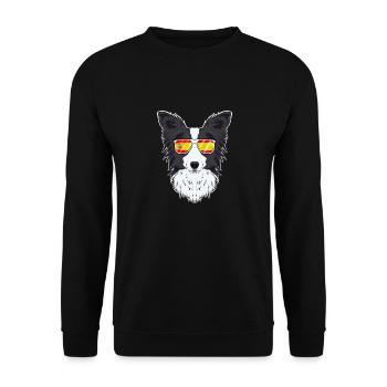 Border Collie I Spain Sunglasses I Spanish Flag - Unisex Pullover - Schwarz - Vorne - Alina (178cm) & Michal (187cm)