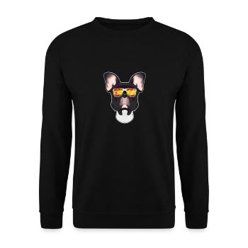 French Bulldog I Spain Sunglasses I Spanish Flag - Unisex Pullover - Schwarz - Vorne - Alina (178cm) & Michal (187cm)