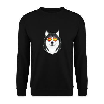 Husky I Spain Sunglasses I Spanish Flag - Unisex Pullover - Schwarz - Vorne - Alina (178cm) & Michal (187cm)