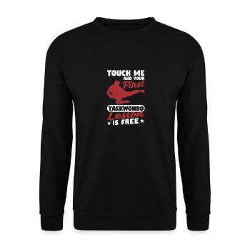 Kampfkunst Touch Me und deine erste Taekwondo - Unisex Pullover - Schwarz - Vorne - Alina (178cm) & Michal (187cm)