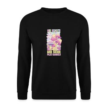 Ich Habe Genug Forest Mushroom Pink Halographie - Unisex Pullover - Schwarz - Vorne - Alina (178cm) & Michal (187cm)