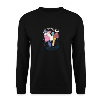Mir reichts Champignons Ranger Pilzsucher moon - Unisex Pullover - Schwarz - Vorne - Alina (178cm) & Michal (187cm)