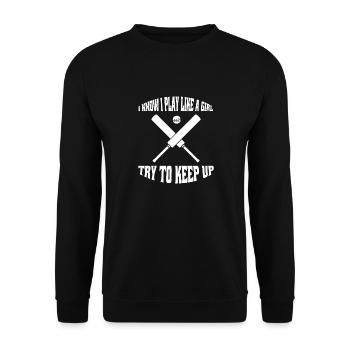 Cricket Girls Cricket Ladies Saying Cricket Fan - Unisex Sweatshirt - black - Front - Alina (178cm) & Michal (187cm)