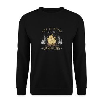 Life Is Better By The Campfire - Unisex Pullover - Schwarz - Vorne - Alina (178cm) & Michal (187cm)