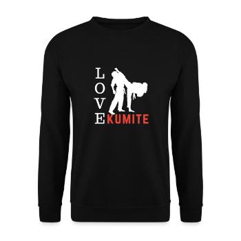kumite love - karate gift idea - Unisex Sweatshirt - black - Front - Alina (178cm) & Michal (187cm)