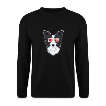 Border Collie Japan Sunglasses I Japanese Flag - Unisex Pullover - Schwarz - Vorne - Alina (178cm) & Michal (187cm)