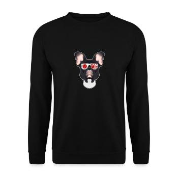 French Bulldog Japan Sunglasses I Japanese Flag - Unisex Sweatshirt - black - Front - Alina (178cm) & Michal (187cm)