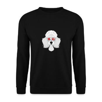 Poodle Japan Sunglasses I Japanese Flag - Unisex Pullover - Schwarz - Vorne - Alina (178cm) & Michal (187cm)