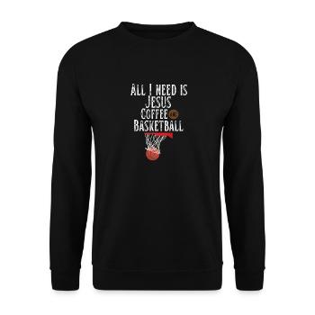 Ich brauche es, es ist Kaffee und Basketball - Unisex Pullover - Schwarz - Vorne - Alina (178cm) & Michal (187cm)