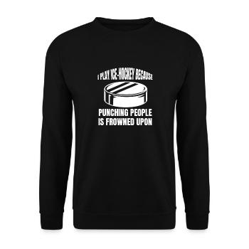 Eishockey Geschenk Wintersport Eishockeyteam - Unisex Pullover - Schwarz - Vorne - Alina (178cm) & Michal (187cm)
